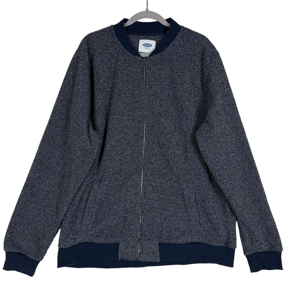 Old Navy Jacket Mens 2XL Blue Textured Fleece Full Zip Pockets Casual